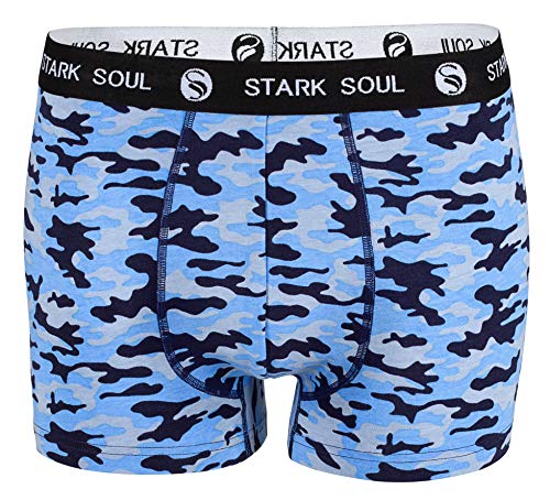STARK SOUL Calzoncillos tipo bóxer para hombre, diseño de camuflaje, 3 unidades, estilo retro, hipster Camouflage Schwarz-grün-blau L
