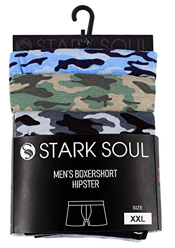 STARK SOUL Calzoncillos tipo bóxer para hombre, diseño de camuflaje, 3 unidades, estilo retro, hipster Camouflage Schwarz-grün-blau L