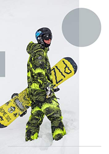 Stayer - Mono de snowboard unisex para hombre y mujer, traje de esquí para la nieve, traje de invierno, mono de invierno, impermeable, camuflaje verde (S)