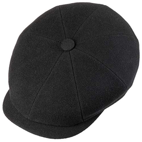 Stetson Gorra con Visera Hatteras Noir, Mujer/Hombre - Gorra Plana con Lana y Cachemira - otoño/Invierno - Boina con Forro de Franela - Gorra chata Negro 59 cm