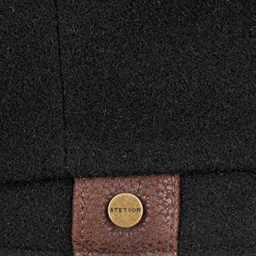 Stetson Gorra con Visera Hatteras Noir, Mujer/Hombre - Gorra Plana con Lana y Cachemira - otoño/Invierno - Boina con Forro de Franela - Gorra chata Negro 59 cm