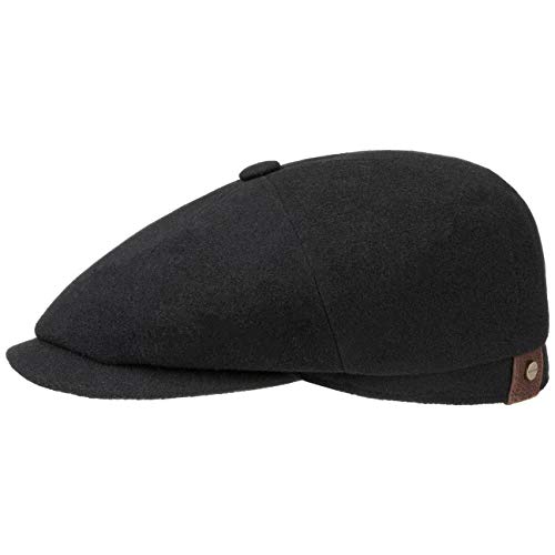Stetson Gorra con Visera Hatteras Noir, Mujer/Hombre - Gorra Plana con Lana y Cachemira - otoño/Invierno - Boina con Forro de Franela - Gorra chata Negro 59 cm