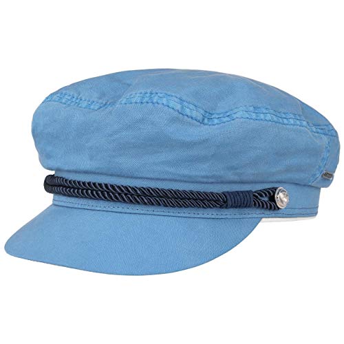 Stetson Gorra Dyed Cotton Riders Mujer - Gorro de Marinero Baker Boy algodón con Visera, Visera Primavera/Verano - L (58-59 cm) Celeste
