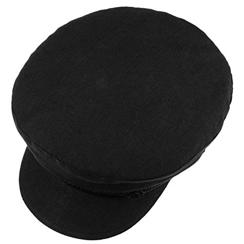 Stetson Gorra Marinera de Lino Riders Mujer/Hombre - Made in Italy algodón Gorro Marinero con Visera Cerrado por atrás, Primavera/Verano - L (58-59 cm) Negro