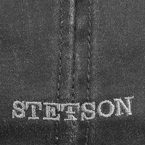 Stetson Gorra Plana Hatteras Old Cotton, Mujer/Hombre - Gorra Newsboy con protección UV 40 - Impermeable - Boina con algodón - Verano/Invierno Negro XXL (62-63 cm)