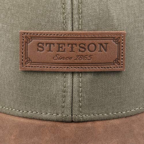Stetson Gorra Rustic Cotton Anti UV Hombre - de Verano Sol Beisbol Hebilla Metal, con Visera, Visera Verano/Invierno - Talla única Verde Oliva