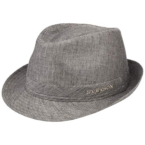 Stetson Osceola Trilby Linen Hat Mujer/Hombre - Made in Italy Sombrero de Verano Lino Hombre con Forro Primavera/Verano - 57 cm Antracita