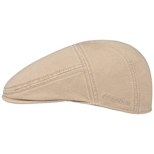 Stetson Paradise Cotton Gorra Plana Hombre - Gorra Plana con protección UV 40 - Gorra de Hombre de algodón - Gorra Plana Verano/Invierno - Beige XXL (62-63 cm)