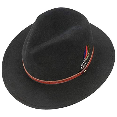 Stetson Rantoul Sombrero de Fieltro para Mujer/Hombre - Sombrero de Exterior Resistente al Agua y la Suciedad Gracias a Asahi Guard - Verano/Invierno - Negro XL (60-61 cm)