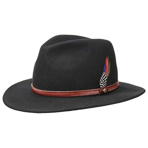 Stetson Rantoul Sombrero de Fieltro para Mujer/Hombre - Sombrero de Exterior Resistente al Agua y la Suciedad Gracias a Asahi Guard - Verano/Invierno - Negro XL (60-61 cm)