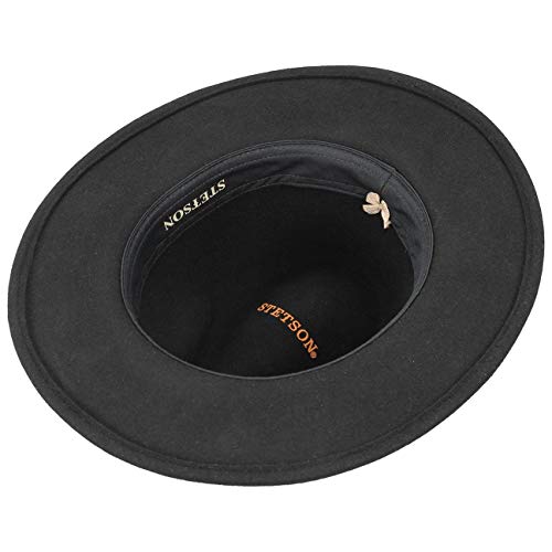Stetson Rantoul Sombrero de Fieltro para Mujer/Hombre - Sombrero de Exterior Resistente al Agua y la Suciedad Gracias a Asahi Guard - Verano/Invierno - Negro XL (60-61 cm)