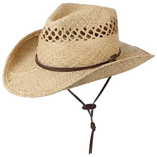 Stetson Sombrero Cowboy Rafia Larimore by pajacinta Barbilla (M (56-57 cm) - Natural)