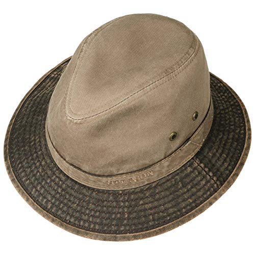 Stetson Sombrero de Algodón Anti UV Hombre - Sol Verano Primavera/Verano - L (58-59 cm) Beige Oscuro
