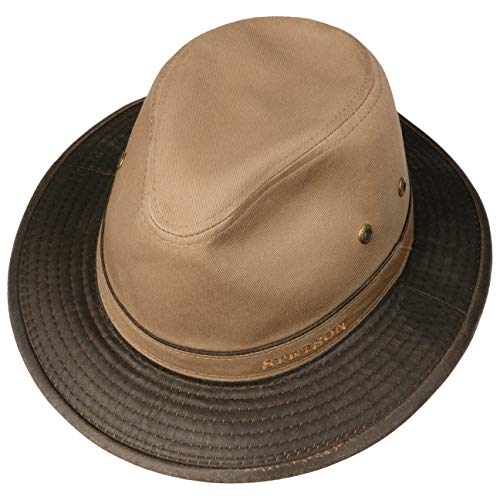 Stetson Sombrero de Algodón Anti UV Hombre - Sol Verano Primavera/Verano - L (58-59 cm) Beige Oscuro
