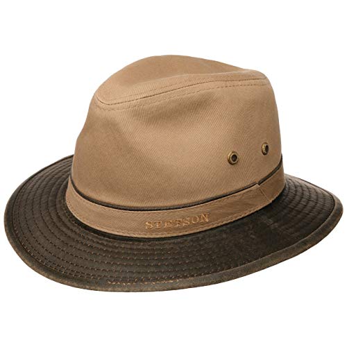 Stetson Sombrero de Algodón Anti UV Hombre - Sol Verano Primavera/Verano - M (56-57 cm) Beige Oscuro
