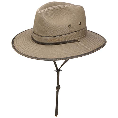 Stetson Sombrero de Algodón Tarnell Traveller Hombre - Tela Verano con Forro, Tira para el mentón Primavera/Verano - L (58-59 cm) Beige