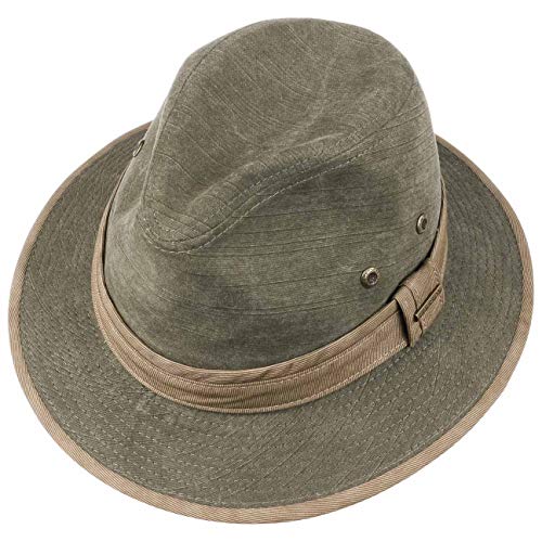 Stetson Sombrero de Tela Alao Traveller Hombre - Verano con Forro, Banda Grosgrain Primavera/Verano - XL (60-61 cm) Verde Oliva