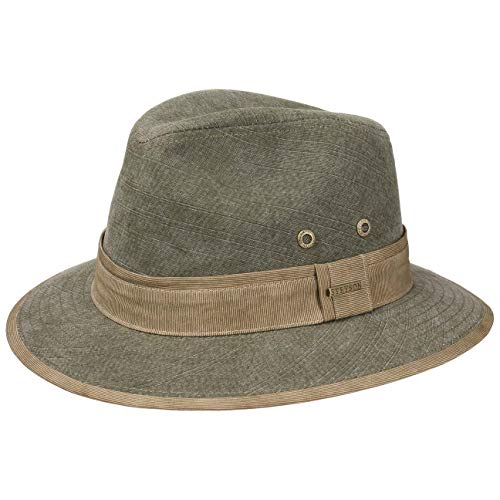 Stetson Sombrero de Tela Alao Traveller Hombre - Verano con Forro, Banda Grosgrain Primavera/Verano - XL (60-61 cm) Verde Oliva