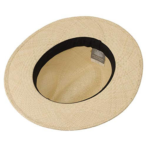 Stetson Sombrero Marcellus Panamá Hombre - Made in Ecuador de Verano Paja Panamá con Banda Grosgrain, Grosgrain Primavera/Verano - S (54-55 cm) Natural