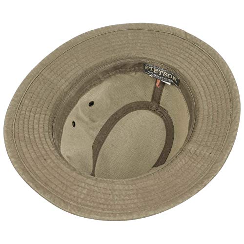 Stetson Sombrero Organic Cotton Traveller Hombre - de Tela Sol con Forro Primavera/Verano - XXL (62-63 cm) Caqui