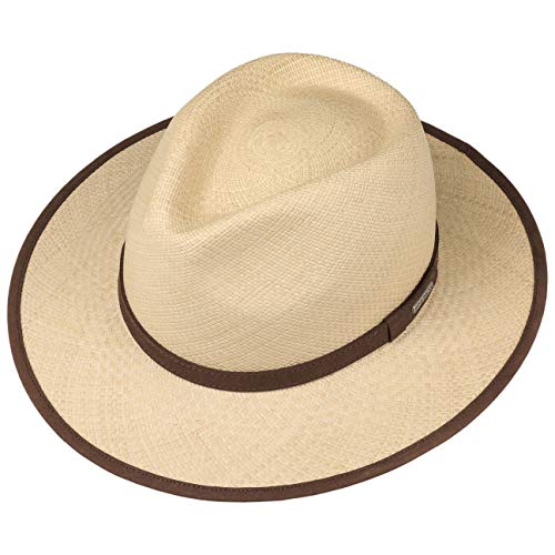 Stetson Sombrero Panama Braid Hombre - Made in Ecuador de Panamá Playa con Banda Piel, Ribete Primavera/Verano - L (58-59 cm) Natural