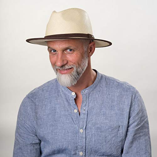 Stetson Sombrero Panama Braid Hombre - Made in Ecuador de Panamá Playa con Banda Piel, Ribete Primavera/Verano - L (58-59 cm) Natural