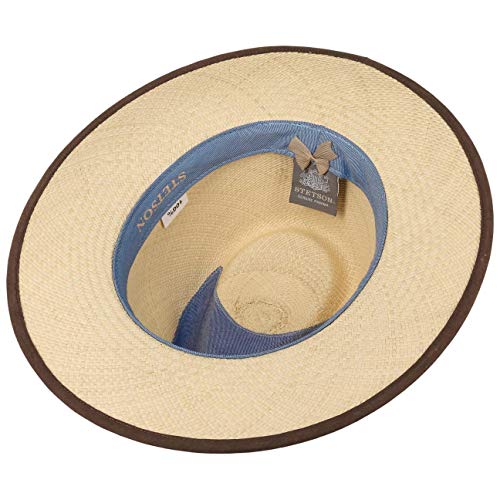 Stetson Sombrero Panama Braid Hombre - Made in Ecuador de Panamá Playa con Banda Piel, Ribete Primavera/Verano - L (58-59 cm) Natural
