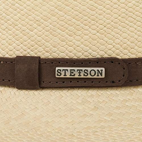 Stetson Sombrero Panama Braid Hombre - Made in Ecuador de Panamá Playa con Banda Piel, Ribete Primavera/Verano - L (58-59 cm) Natural