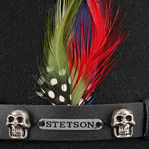 Stetson Sombrero Pennsylvania Woolfelt Mujer/Hombre - de Hombre Fieltro Outdoor con Banda Piel Verano/Invierno - XL (60-61 cm) Negro