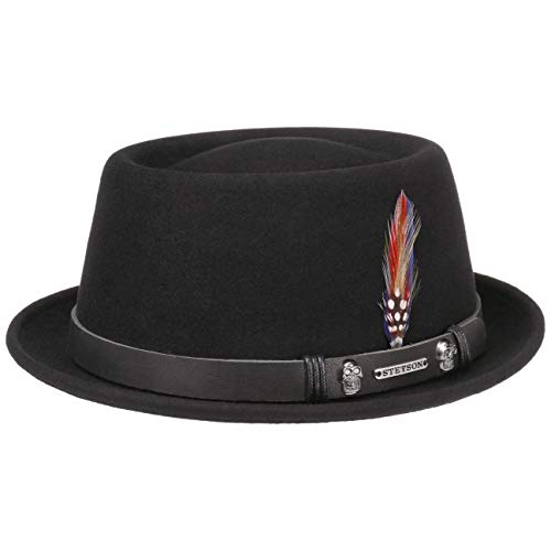 Stetson Sombrero Pennsylvania Woolfelt Mujer/Hombre - de Hombre Fieltro Outdoor con Banda Piel Verano/Invierno - XL (60-61 cm) Negro