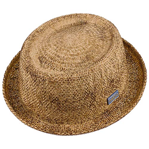 Stetson Sombrero Pork Pie Townsend Toyo Mujer/Hombre - de Playa Sol Primavera/Verano - L (58-59 cm) marrón-Melange