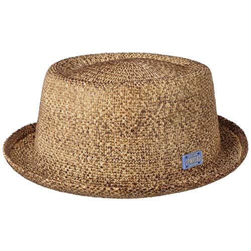 Stetson Sombrero Pork Pie Townsend Toyo Mujer/Hombre - de Playa Sol Primavera/Verano - L (58-59 cm) marrón-Melange