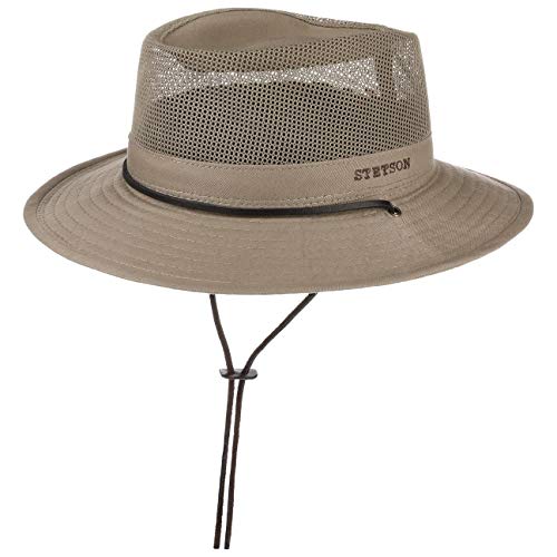 Stetson Sombrero Safari Takani Mujer/Hombre - de Trekking arbusto Malla con Tira para el mentón Verano/Invierno - XL (60-61 cm) Beige