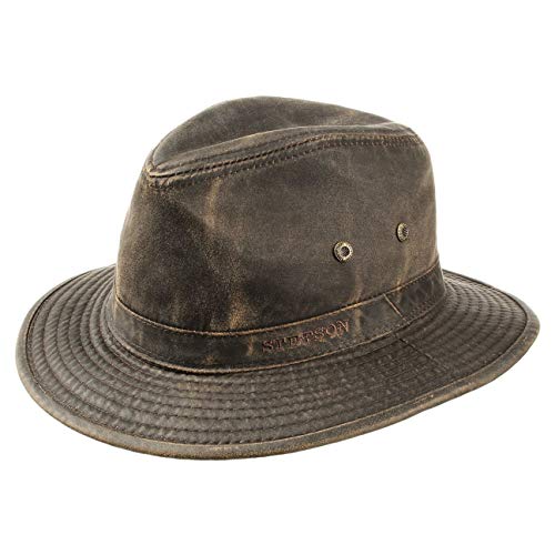 Stetson Sombrero vagabundo Traveller para Hombre - Sombrero Aventurero de algodón con protección UV 40+ - Sombrero de Exteriores Estilo Retro - Verano/Invierno - marrón M (56-57 cm)