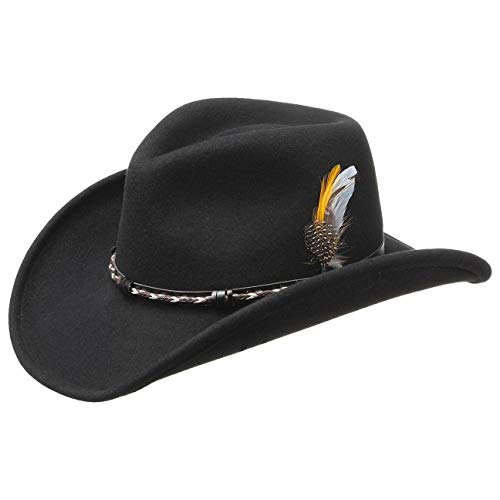 Stetson Sombrero VitaFelt Amasa Mujer/Hombre - Made in USA de Fieltro Vaquero con Banda Piel Verano/Invierno - M (56-57 cm) Negro
