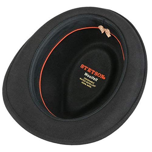 Stetson Trilby de Fieltro Elkader Mujer/Hombre - Sombrero Hombre Fedora con Banda Grosgrain Verano/Invierno - XL (60-61 cm) Negro
