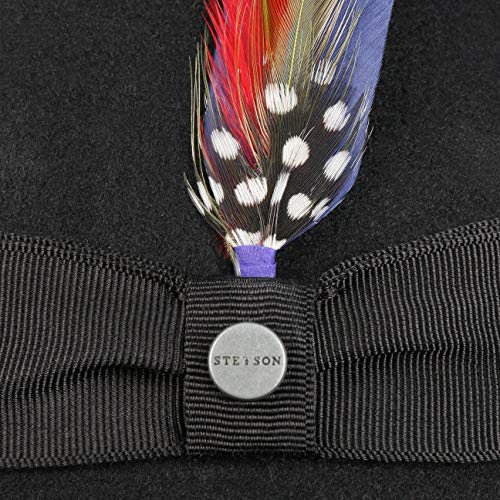 Stetson Trilby de Fieltro Elkader Mujer/Hombre - Sombrero Hombre Fedora con Banda Grosgrain Verano/Invierno - XL (60-61 cm) Negro