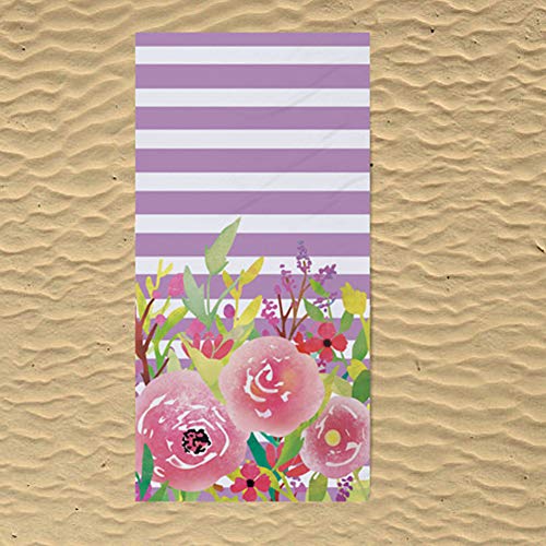 Sticker Superb Súper Absorbente Flor Toallas de Playa Suave Poliéster Terciopelo Viajar Deportes Yoga Nadando Toalla Chica Chico Hombre Mujer Verano (Morado, 75 x 150 cm)