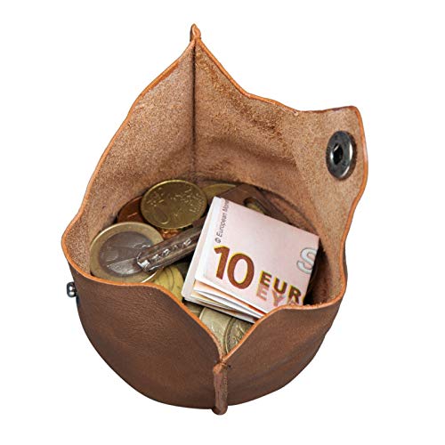 STILORD 'Bob' Estuche Monedas Cuero Monedero Mini Billetera Vintage de Cuero Slim Cambio de Monedas Cartera Pequeña Bolsita Piel, Color:Silla - marrón