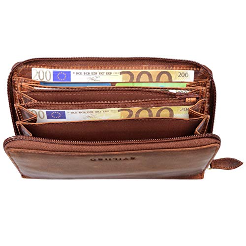 STILORD 'Emilia' Billetera de Cuero con protección RFID y NFC - Cartera Piel Viene en una Elegante Caja de Regalo, Color:Kara - Cognac