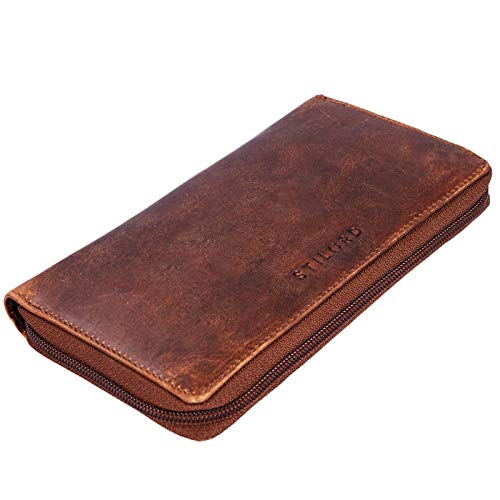 STILORD 'Emilia' Billetera de Cuero con protección RFID y NFC - Cartera Piel Viene en una Elegante Caja de Regalo, Color:Kara - Cognac