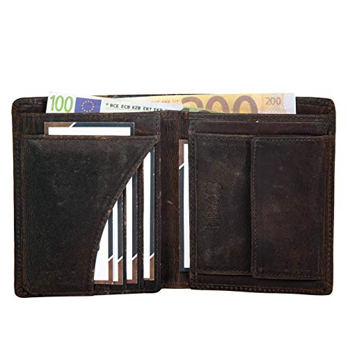 STILORD 'Marc' Cartera de Piel Estilo Vintage para Hombre Joven y Adulto Billetera y Monedero Masculino para Tarjetas Monedas y Billetes de auténtico Cuero, Color:Zamora - marrón
