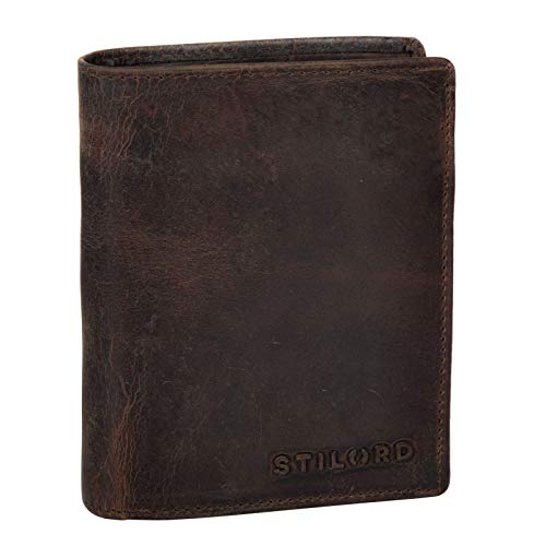 STILORD 'Marc' Cartera de Piel Estilo Vintage para Hombre Joven y Adulto Billetera y Monedero Masculino para Tarjetas Monedas y Billetes de auténtico Cuero, Color:Zamora - marrón