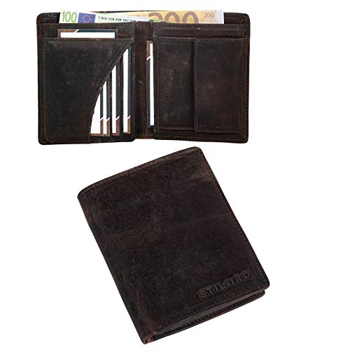 STILORD 'Marc' Cartera de Piel Estilo Vintage para Hombre Joven y Adulto Billetera y Monedero Masculino para Tarjetas Monedas y Billetes de auténtico Cuero, Color:Zamora - marrón