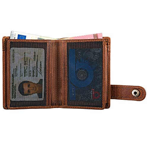 STILORD 'Milo' Cartera Hombre Cuero Elegante para Tarjetas Billetes y Monedas Billetero Monedero de auténtica Piel, Color:Kara - Cognac