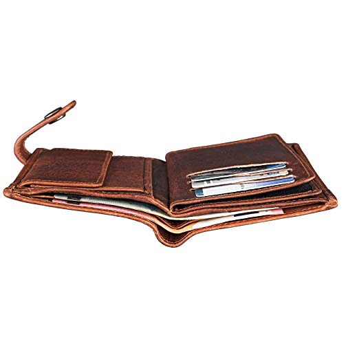 STILORD 'Milo' Cartera Hombre Cuero Elegante para Tarjetas Billetes y Monedas Billetero Monedero de auténtica Piel, Color:Kara - Cognac