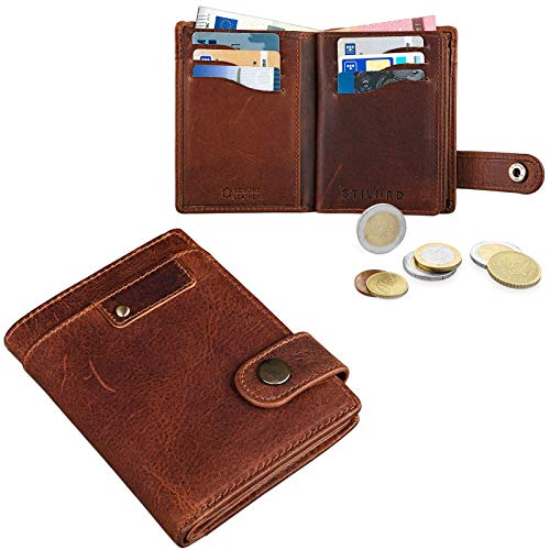 STILORD 'Milo' Cartera Hombre Cuero Elegante para Tarjetas Billetes y Monedas Billetero Monedero de auténtica Piel, Color:Kara - Cognac