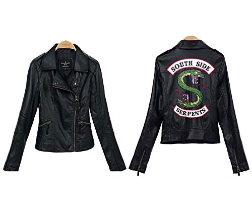 StMandy Chaqueta Riverdale Chaqueta de Serpientes roja para niñas Chaqueta de Motociclista Southside Black Leather Jacket-3