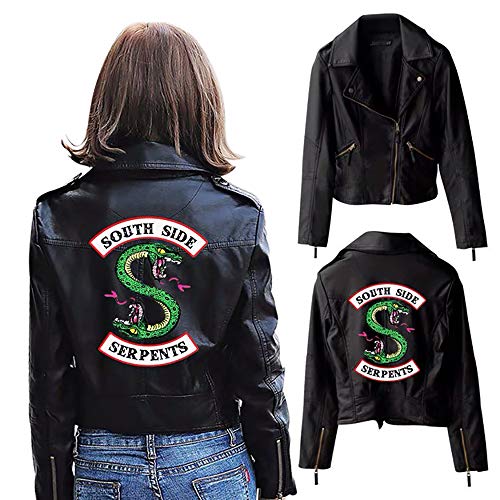 StMandy Chaqueta Riverdale Chaqueta de Serpientes roja para niñas Chaqueta de Motociclista Southside Black Leather Jacket-3