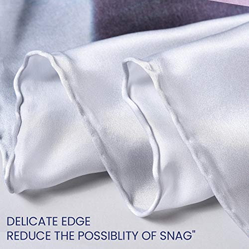 STORY OF SHANGHAI Bufandas de 100% Seda Flores Pañuelo de Morera Grande Mujer Chal Wraps Estolas Madre y Regalos Alta 170cm*55cm,Flor de Loto Gris 2